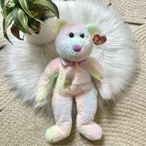 Ty beanie baby bear GROOVY Tie dye teddy bear 1999 with tag pastel colors